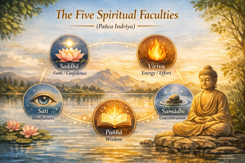 Five Spiritual Faculties Pañca Indriya diagram